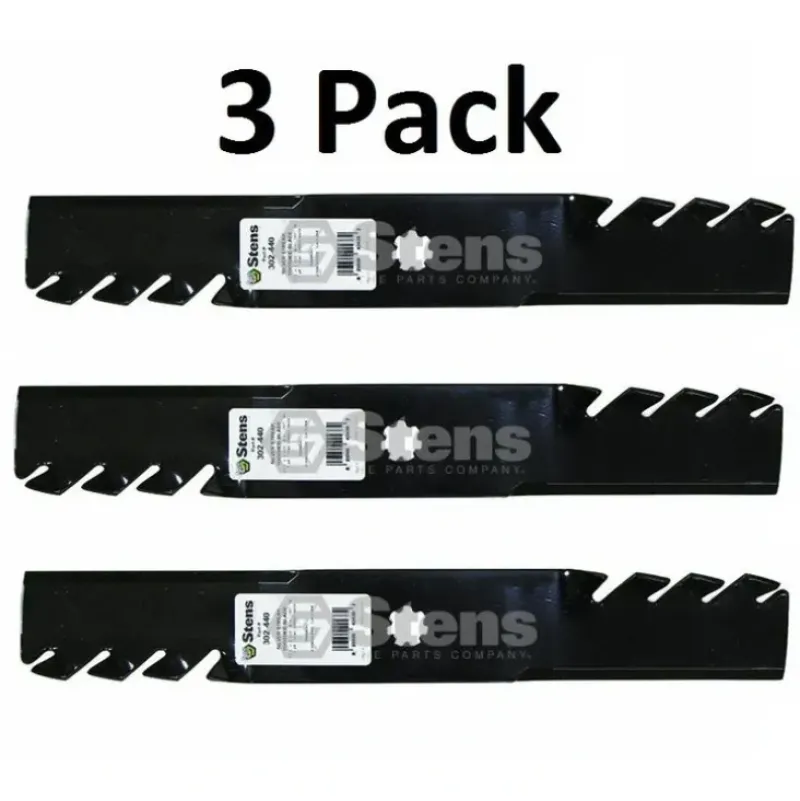 Outlet 3 Pack Stens 302-440 Toothed Mower Blade for John Deere GY20852 GX21784 AM141035 - Explore Premium Parts & Accessories for All Motor Vehicle Models Stens Parts & Accessories